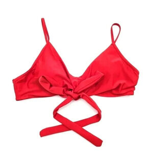 Old Navy Red Bikini Top Adjustable‎ Strap Padded Front Bow Swimwear XL